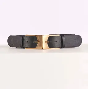 Fate   Becker Lovelines Belt in Black with Gold Buckle