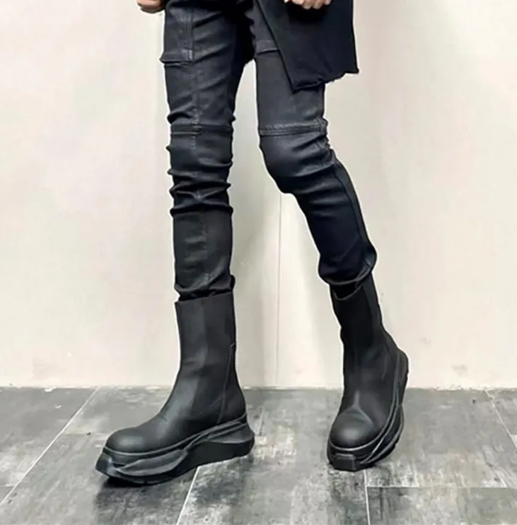 MARTIN RORI VINTAGE CASUAL STYLE LEATHER MID TOP UNISEX BOOTS