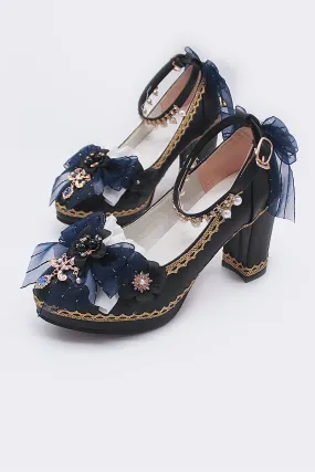 One Night ~ Bright PU Wedding Lolita Thick High Heels