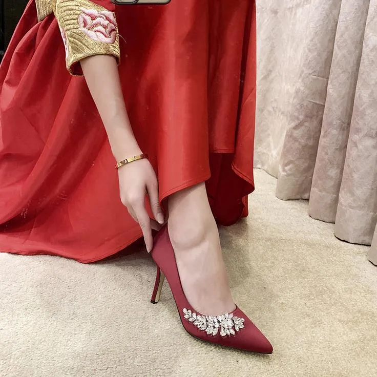 Red High Heels with Glam Deco Embellishment