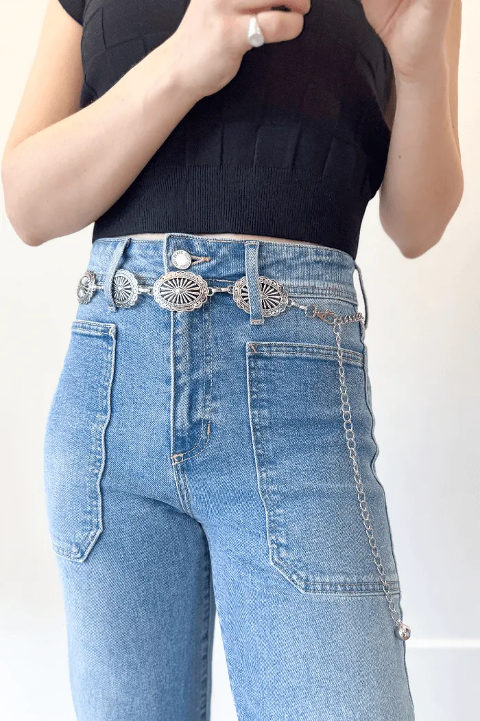 Silver Western Oval Chain Belt