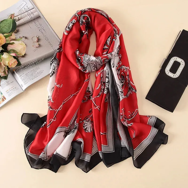 Spring Scarf Women's Luxury Silk Smooth Soft Shawl 85x180cm